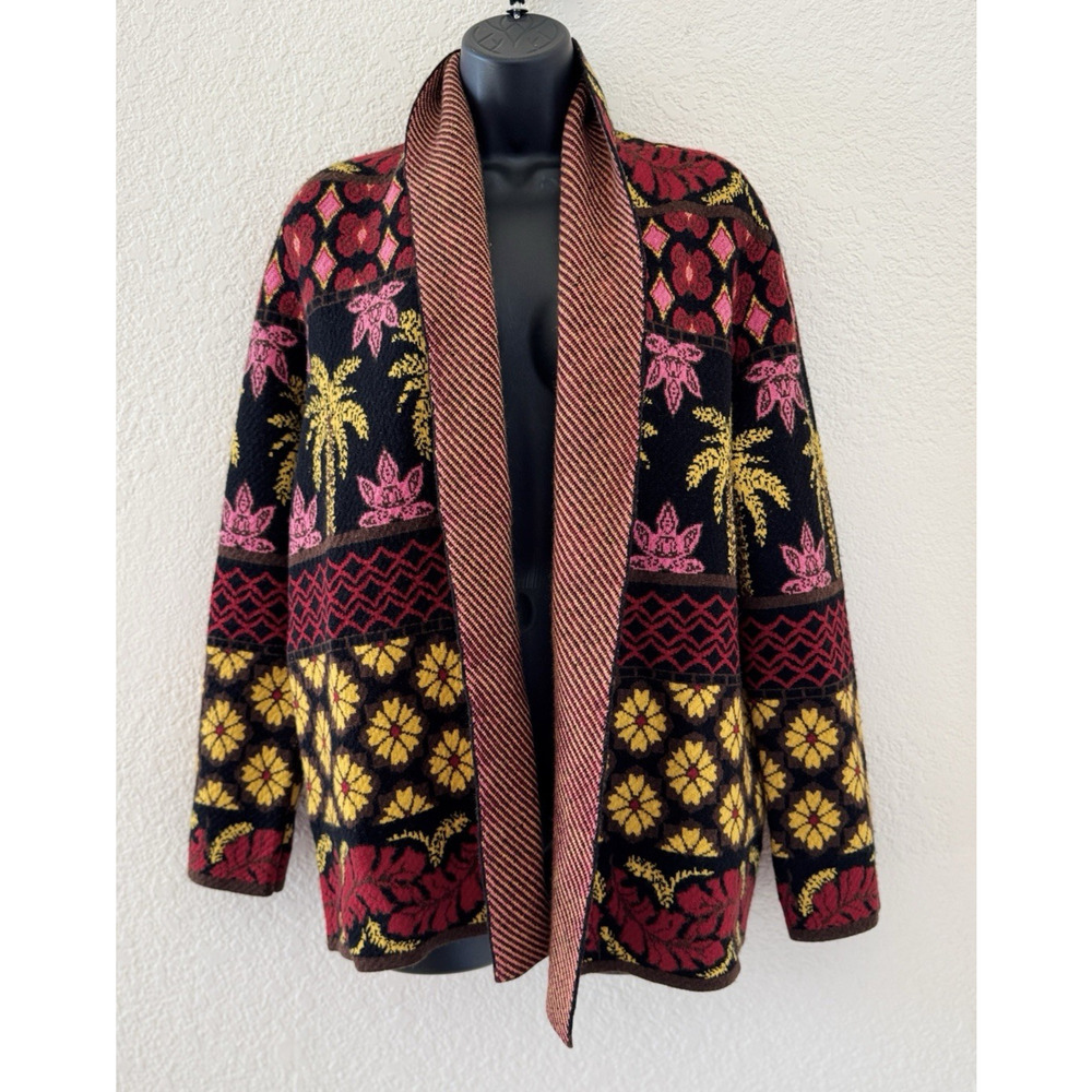 Johnny Was Parker Cashmere Blend Cardigan Floral Knit Boho Art Pockets. S - Picture 5 of 10